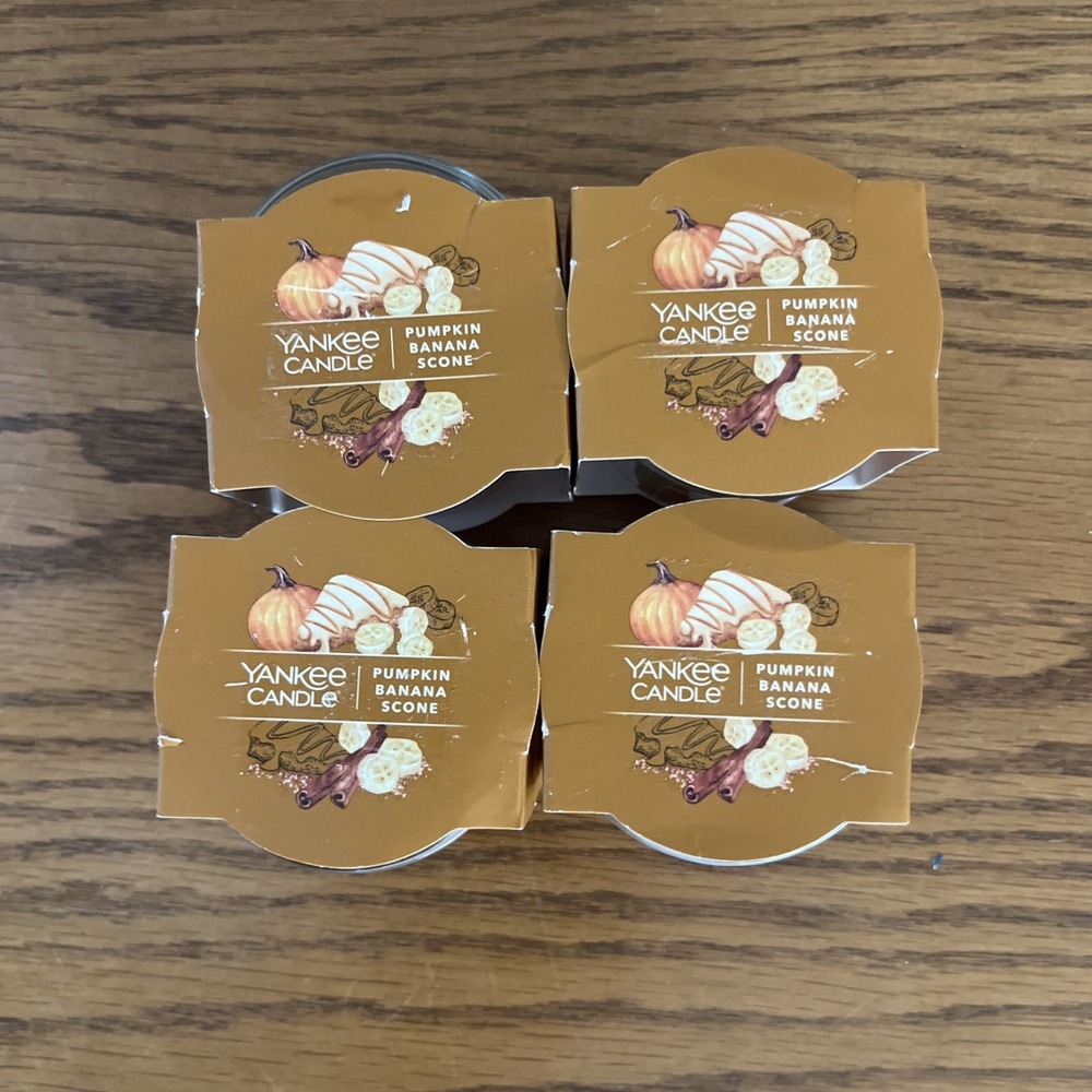 Lot of 4 Yankee Candle Brown Mini Holiday Candles in Pumpkin‎ Banana Scone - Picture 2 of 3